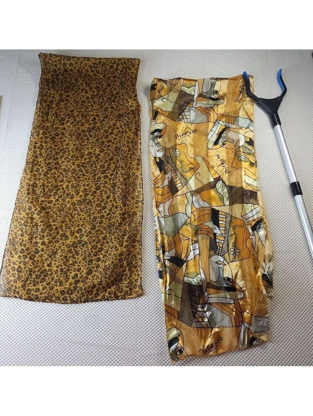 Two Vintage Scarves with Animal and Abstract Prints 'Picaso'